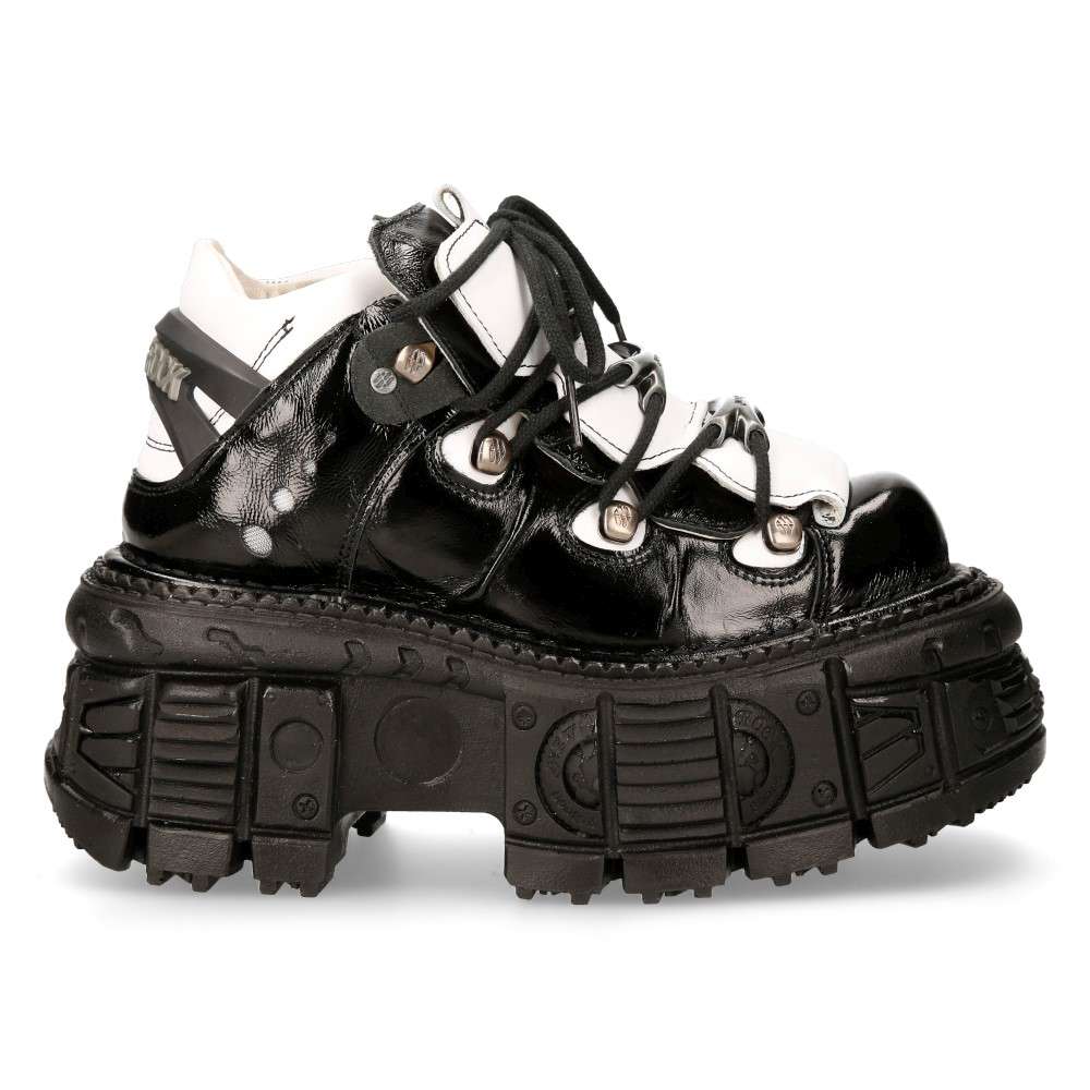 New Rock - M-106-S119 Baskets à plateforme - Noir/Blanc